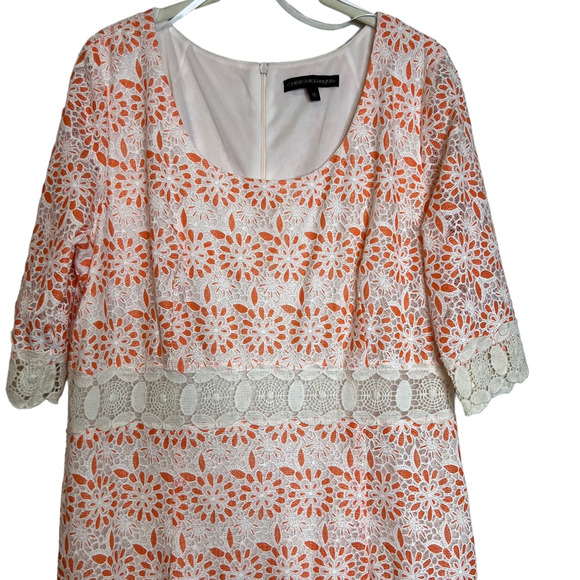 Chris McLaughlin Womens Dress Size 16 White Orange Floral Midi Lined Dressy - Picture 2 of 7